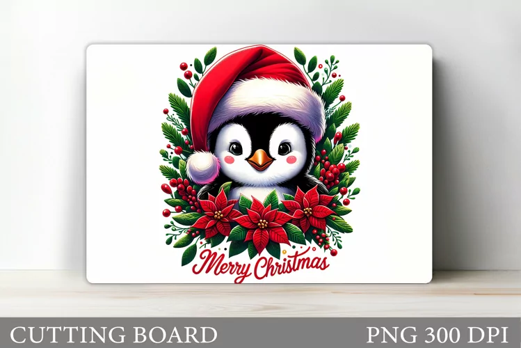 Cute Penguin Cutting Board. Christmas Cutting Board Design