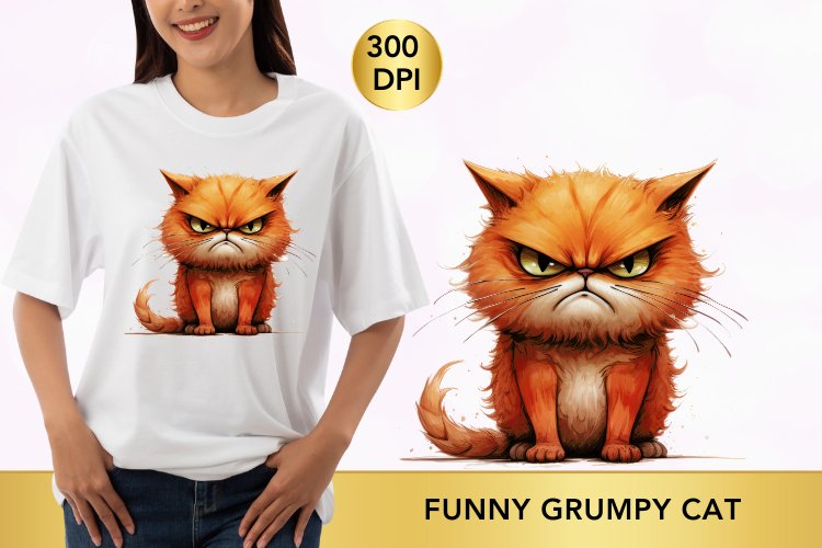 Sarcastic Dark Orange Grumpy Cat, Grumpy Cat sublimation example image 1