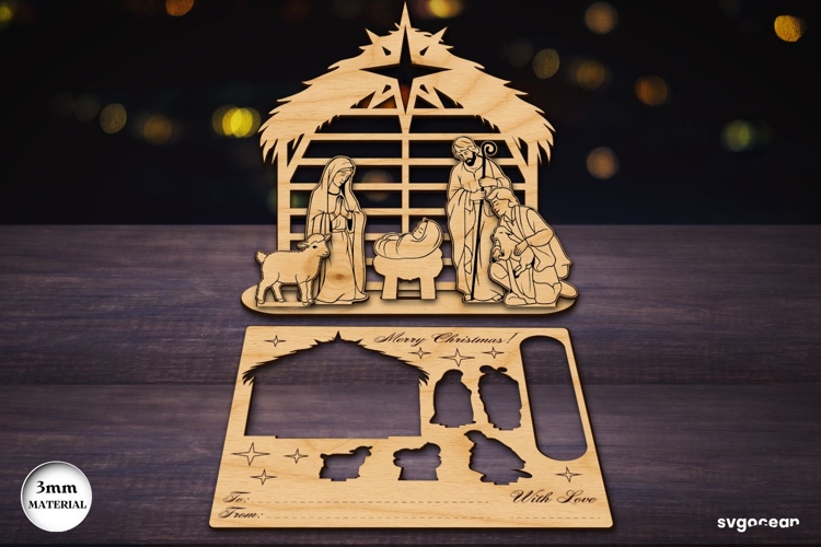 Nativity Scene Gift Card Laser Cut | Glowforge | 3D Puzzle
