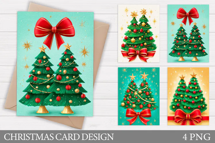 Christmas Card Printable. Christmas Tree Card Design