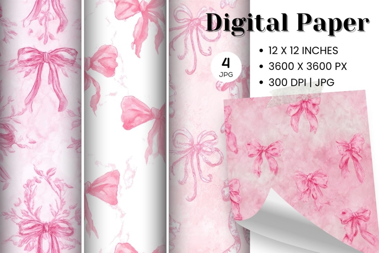 Bow Ribbon Background Bow Digital Paper Pattern Wallpaper_6