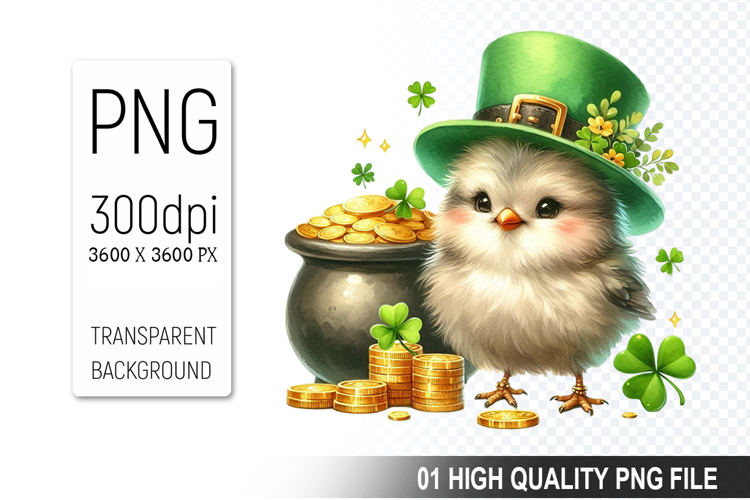 St. Patrick’s Day Chicken with Hat Clipart, Sublimation PNG