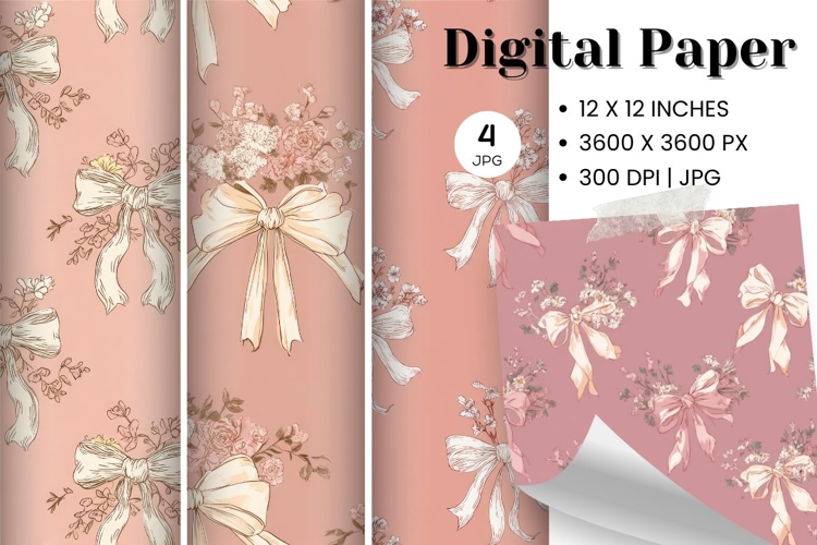 Bow Ribbon Background Bow Digital Paper Pattern Wallpaper_71