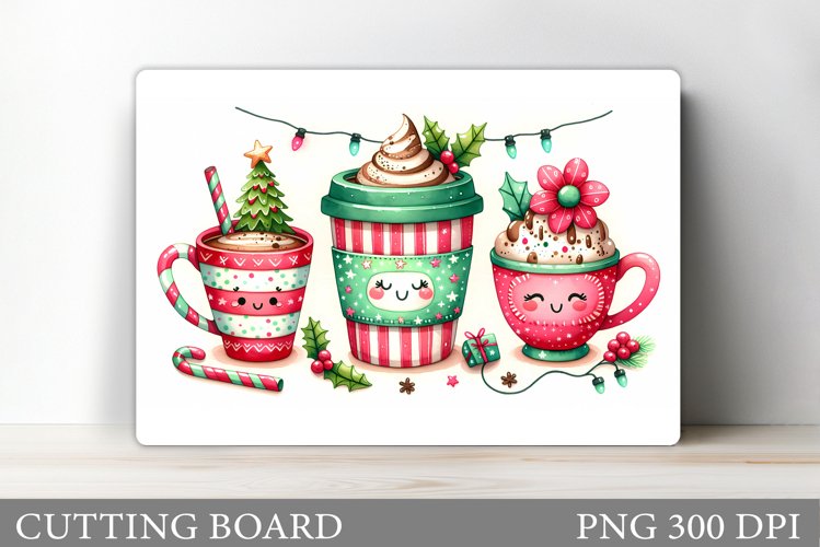 Christmas Drink Cutting Board. Christmas Coffee Sublimation example image 1