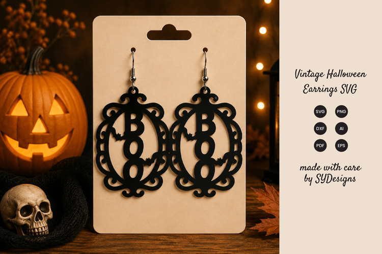 Vintage Halloween Earrings SVG - Laser Cut Spooky SVG