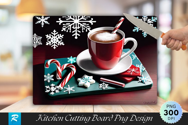 Holiday Cheer Hot Cocoa Cutting Board PNG Design