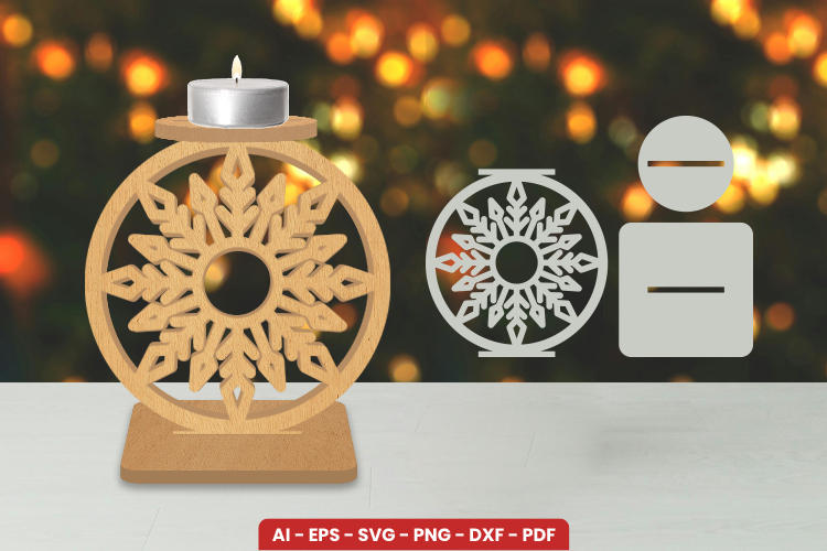 Christmas Candle Holder Laser Cut SVG