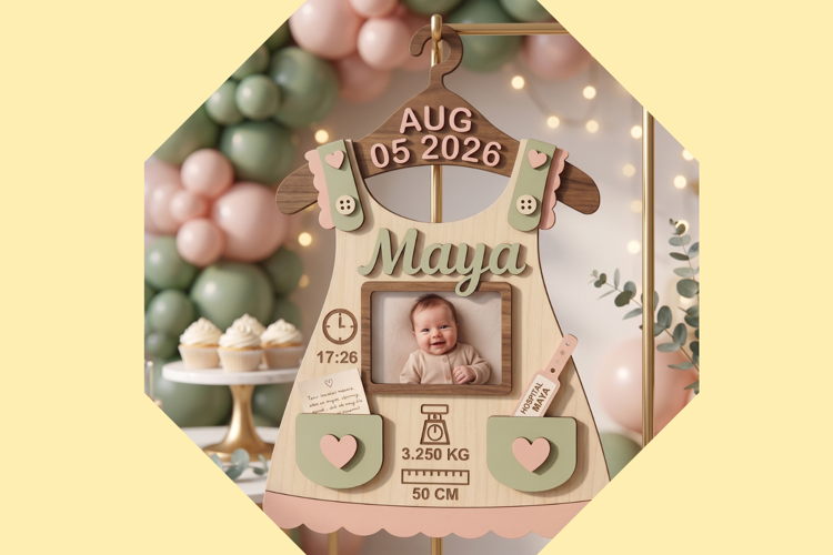 Baby Girl Dress Keepsake with Photo Frame & Memory keepsake