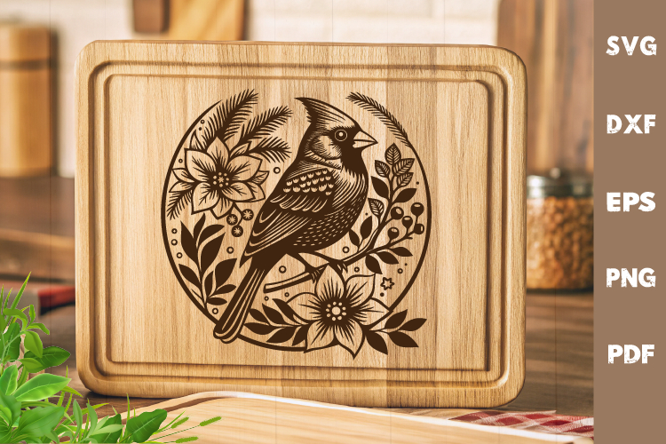 Cardinal Bird laser SVG PNG| Christmas Design