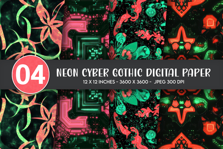 Neon Cyber Gothic Digital Paper