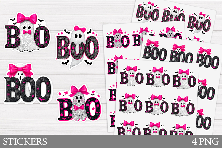 Boo Ghost Sticker Printable. Halloween Sticker Design