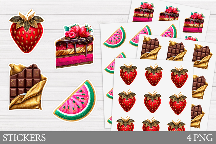Food Stickers Design. Summer Sticker Printable