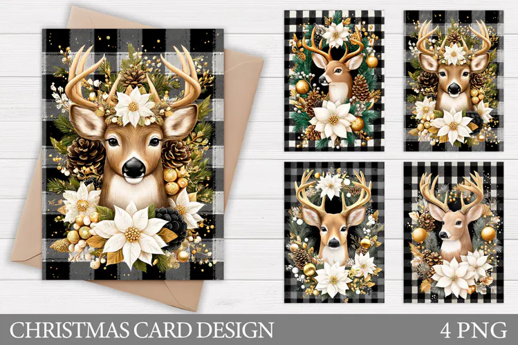 Christmas Deer Card Printable. Christmas Card Design