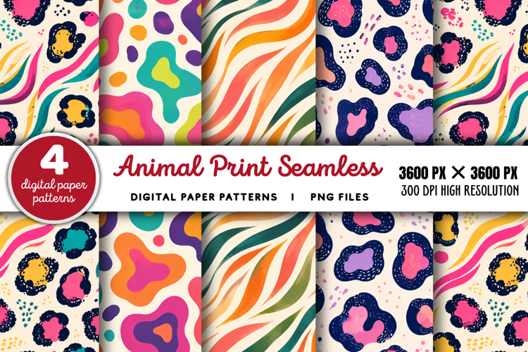 Bright Animal Print Seamless Pattern PNG