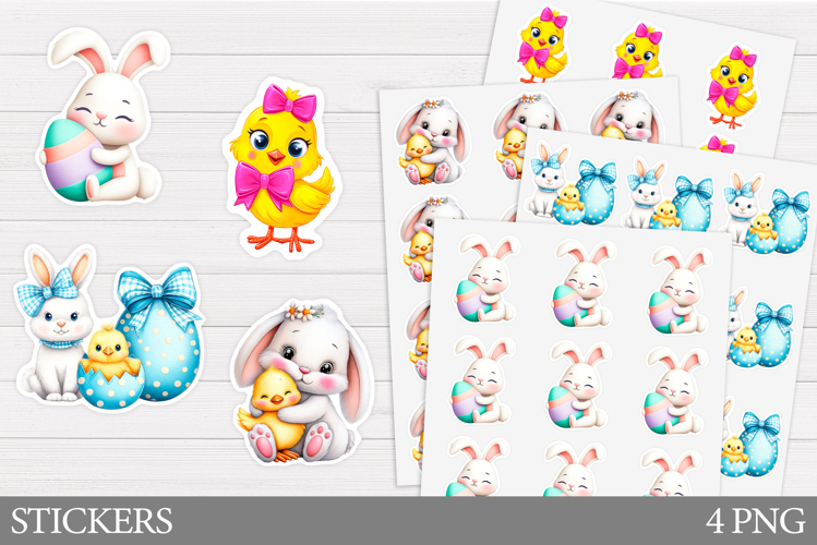 Easter Bunny Sticker Design. Easter Chick Sticker Printable