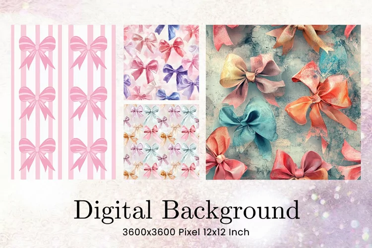 Bow Ribbon Background Bow Digital Paper Pattern Wallpaper