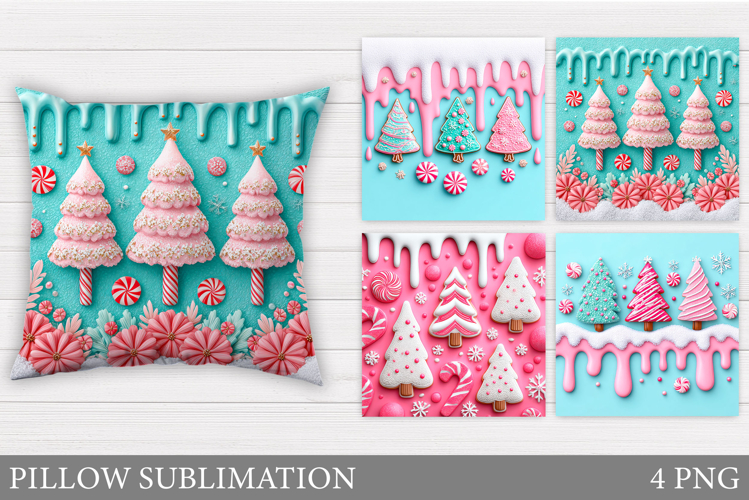Christmas Tree Pillow Design. Winter Pillow Sublimation