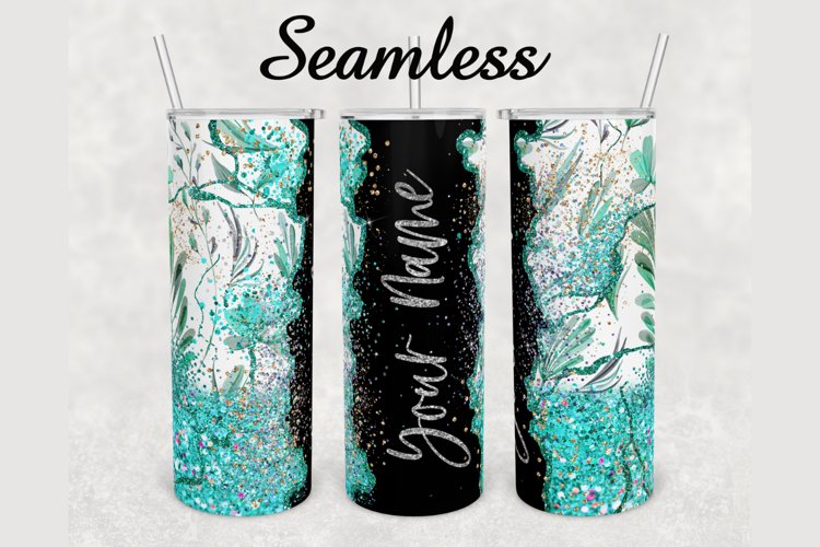 Emerald Green Glitter Marble 20oz sublimation design tumbler example image 1