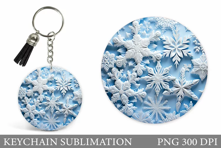 Snowflakes Keychain. Snowflakes Keychain Sublimation