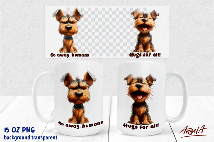 Coffee Dog Mug sublimation, funny before after mug quote
