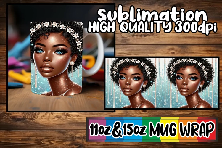 Bright outlooks 11oz 15oz sublimation wrap, Afro Girl