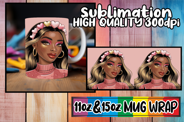 Vibrant colors 11oz 15oz sublimation wrap, Afro Girl