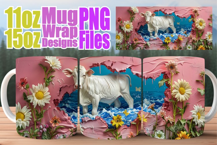 Sublimation Mug Wrap - 3D Animals Spring Design