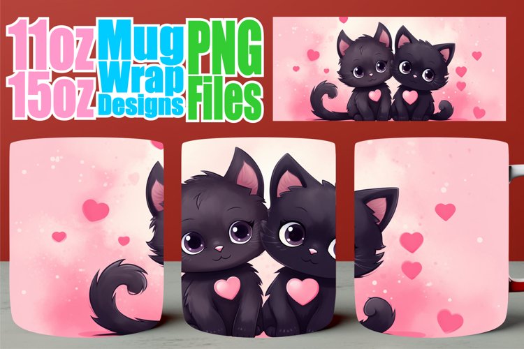 Heartfelt Animals on Mug Wrap: Sublimation