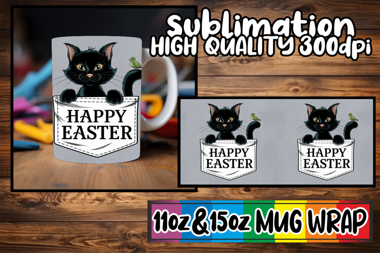 Cheerful thoughts 11oz 15oz sublimation wrap, Easter Animals example image 1