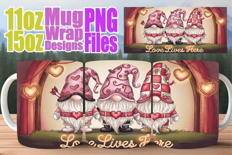 Playful joy 11oz 15oz mug wrap, Love Gnome