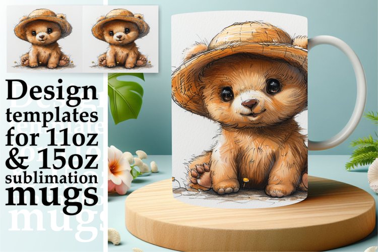 Adorable Animals Mug Wrap - Watercolor Spring Art