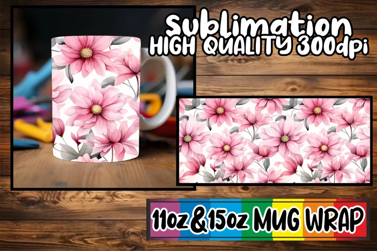 Floral Beauty Mug Wrap Creations: Sublimation Bliss