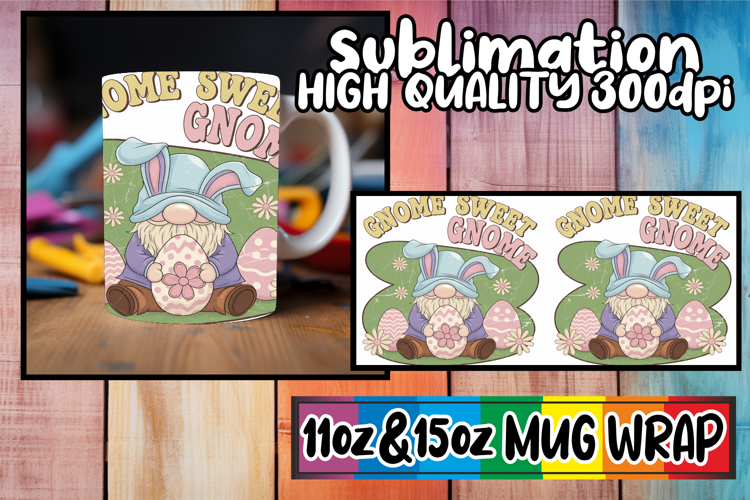 Inspiring moments sublimation print wrap, Easter Gnome