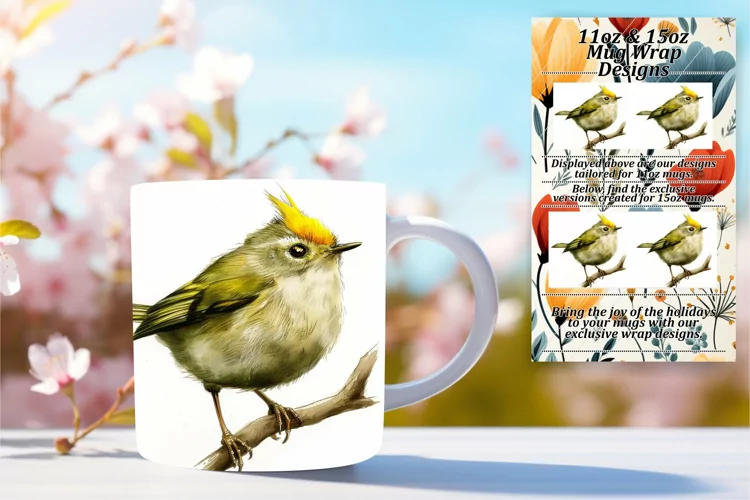 11oz/15oz Watercolor Bird Mug Wrap Spring Edition