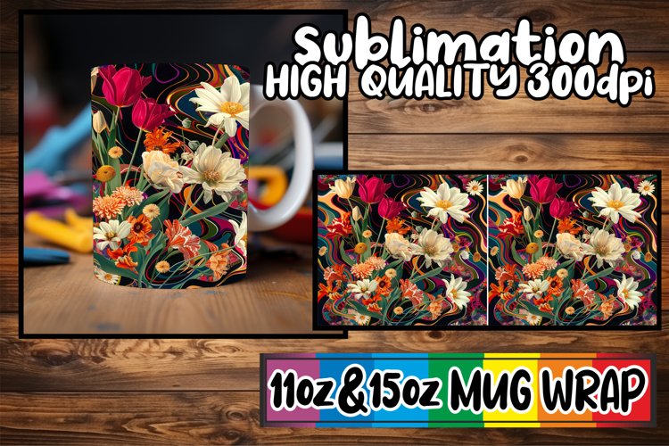 Vibrant Floral Mug Sublimation example image 1