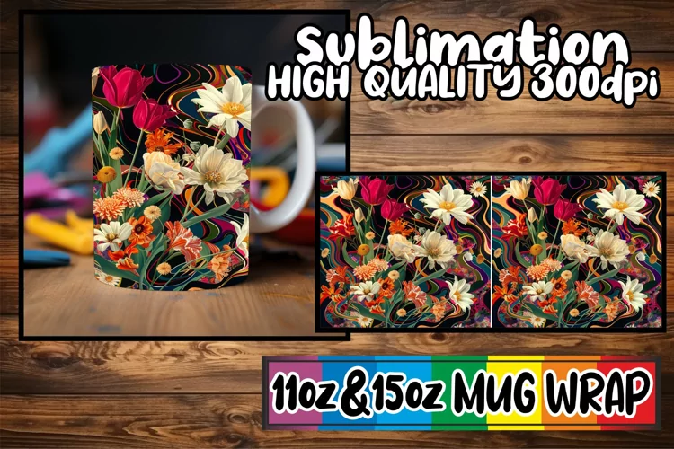 Vibrant Floral Mug Sublimation