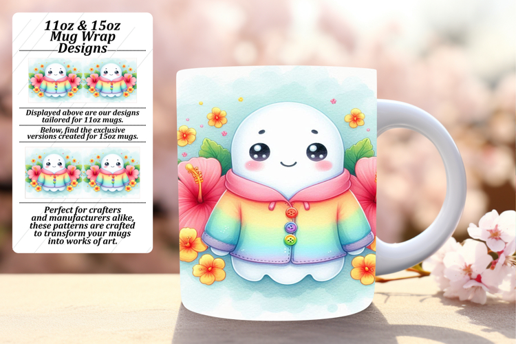 Sassy 15oz Mug Wrap Png Template , Cute Ghost