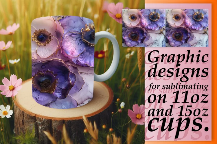3D Spring Flower Mug Wrap: Sublimation Design