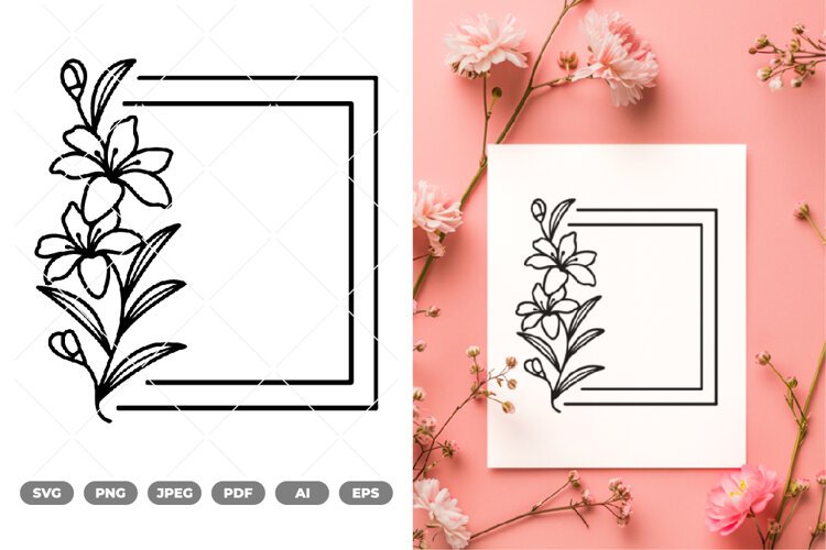Floral Frame SVG & Clipart example image 1
