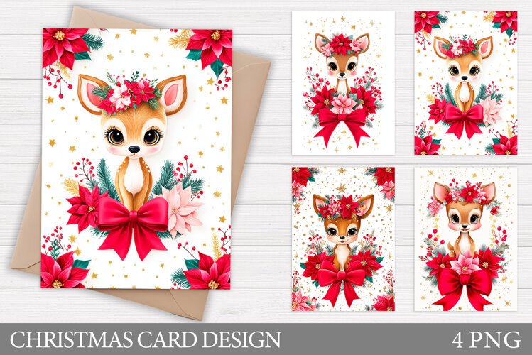Christmas Deer Card Printable. Christmas Card Design example image 1