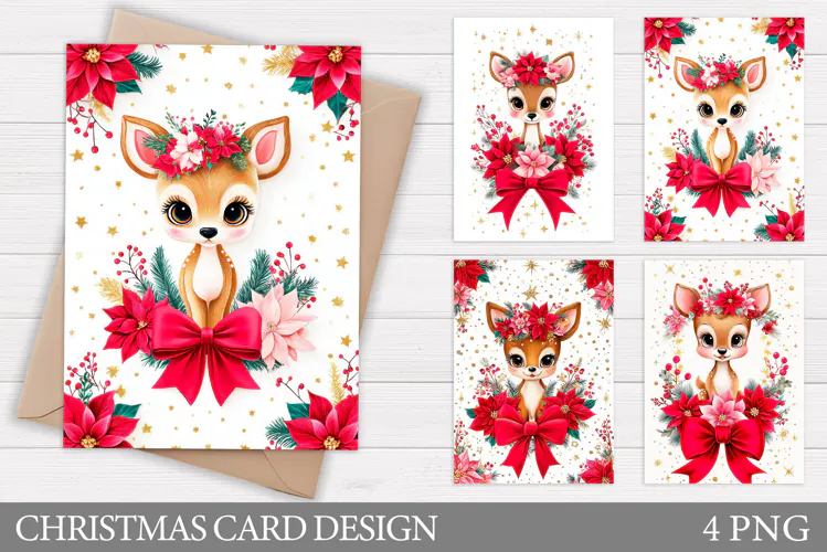 Christmas Deer Card Printable. Christmas Card Design