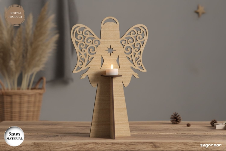 Christmas Angel Candle Stand Laser Cut | Glowforge | SVG
