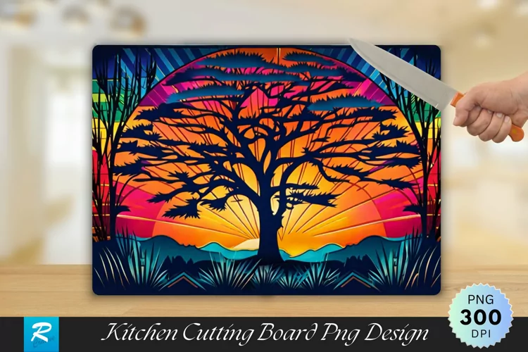 Colorful Tree Cutting Board sublimation Design