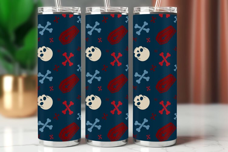 Halloween Tumbler Wrap Seamless Pattern example image 1