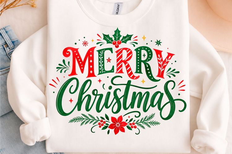 Merry Christmas Festive Typography T-Shirt Design