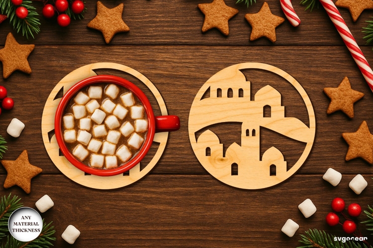 Nativity Coffee Coaster Laser Cut | Drink Coaster | SVG