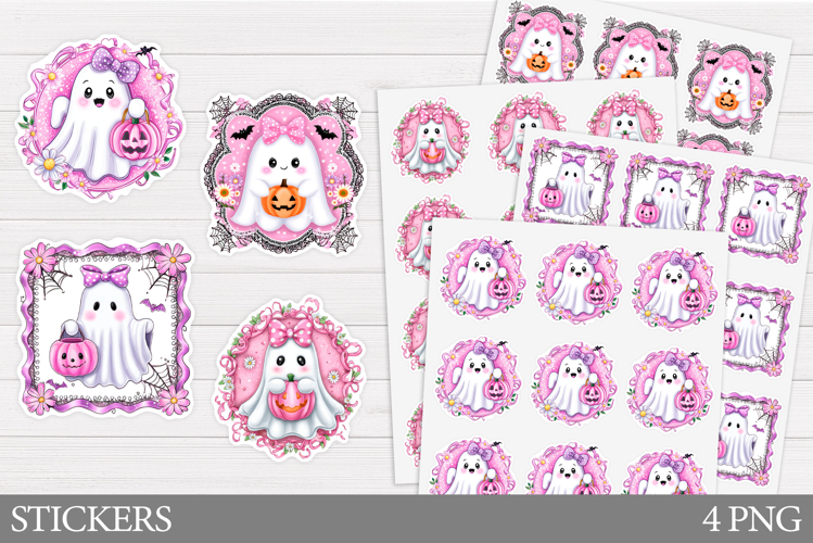 Cute Ghost Sticker Printable. Halloween Sticker Design