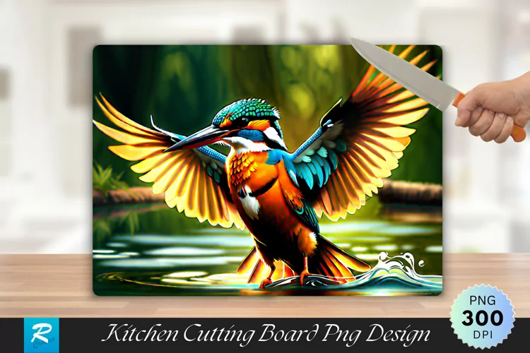 Kingfisher Cutting Board Sublimation Design