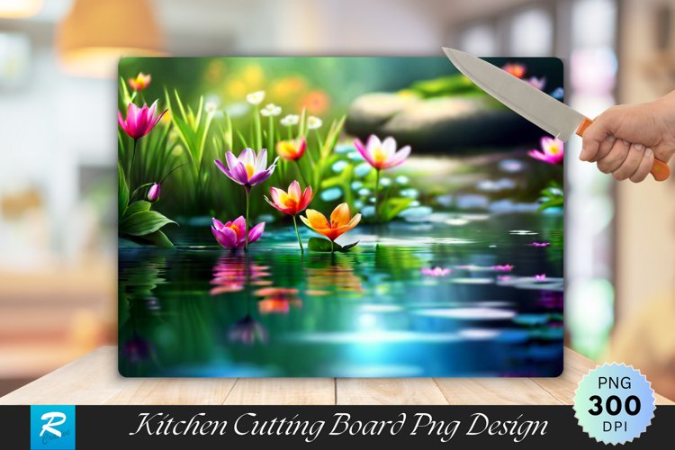Beautiful Flowers Bloom Cutting Board Sublimation Design example image 1
