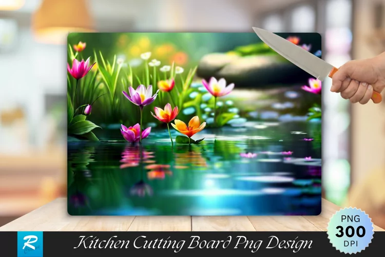 Beautiful Flowers Bloom Cutting Board Sublimation Design